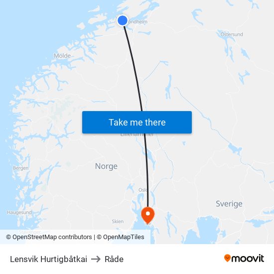 Lensvik Hurtigbåtkai to Råde map