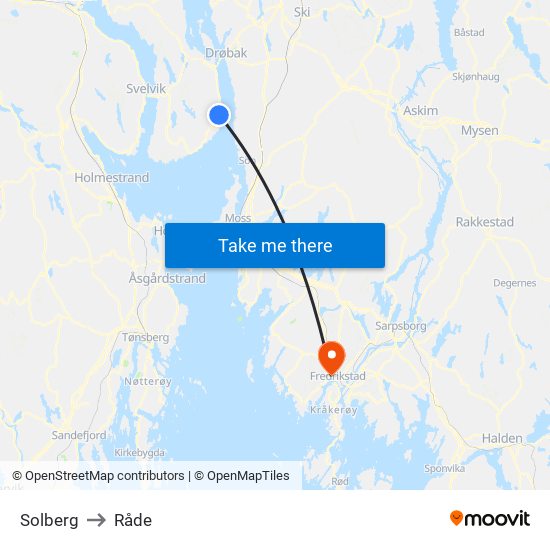 Solberg to Råde map