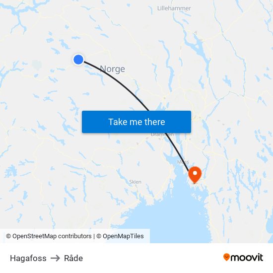 Hagafoss to Råde map