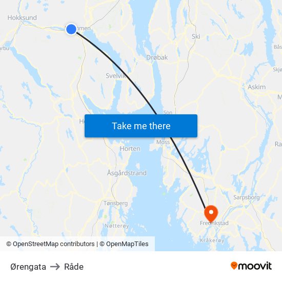 Ørengata to Råde map
