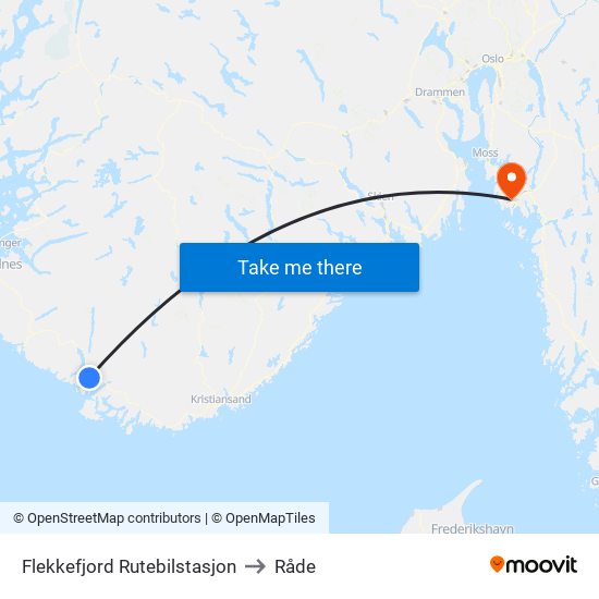 Flekkefjord Rutebilstasjon to Råde map