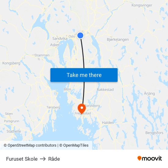 Furuset Skole to Råde map