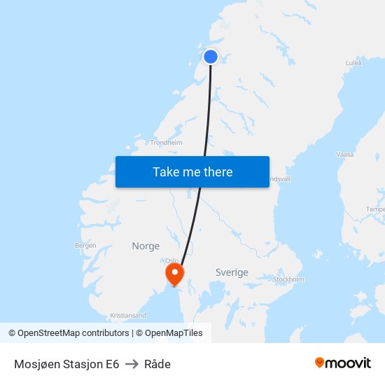 Mosjøen Stasjon E6 to Råde map