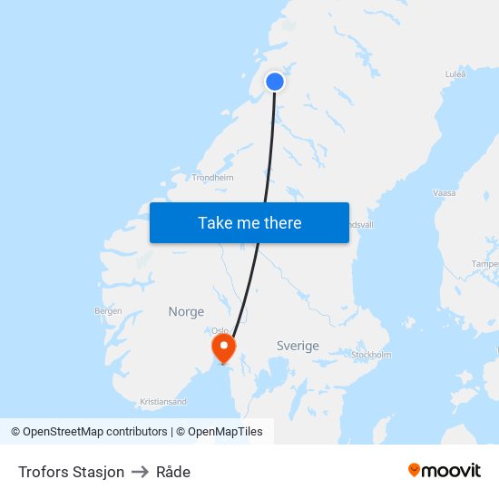 Trofors Stasjon to Råde map