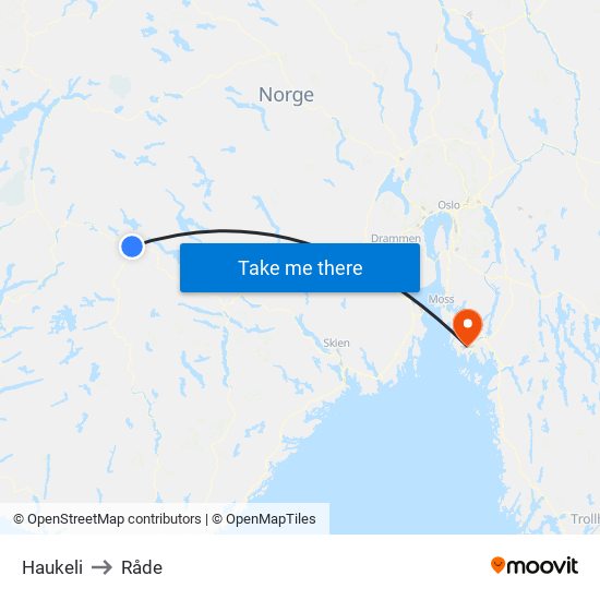 Haukeli to Råde map