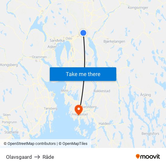 Olavsgaard to Råde map