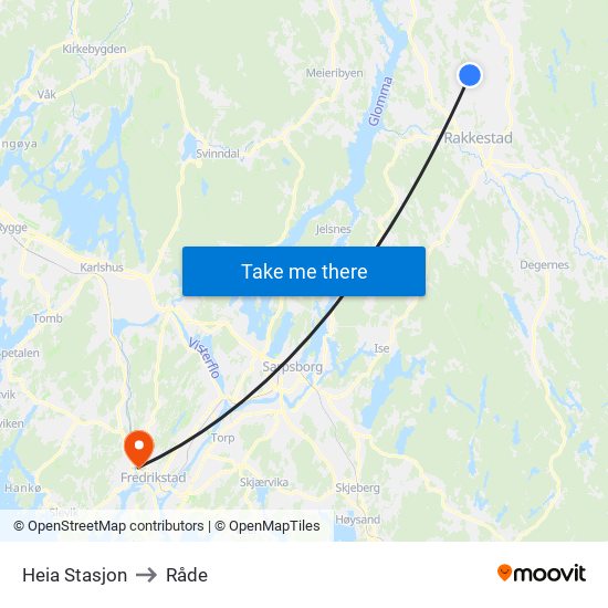 Heia Stasjon to Råde map