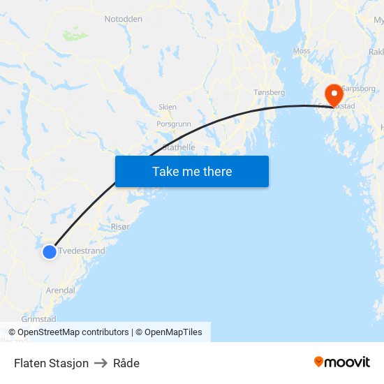 Flaten Stasjon to Råde map