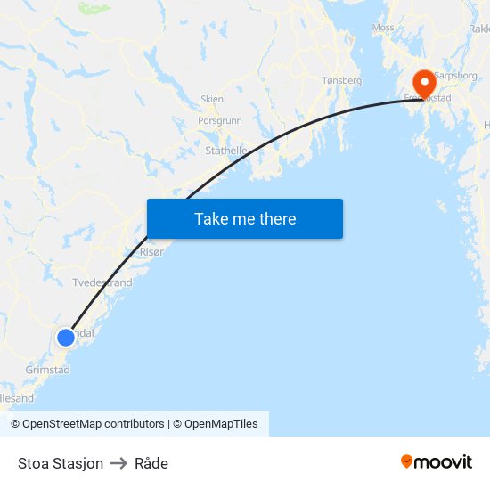 Stoa Stasjon to Råde map