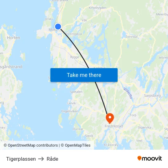Tigerplassen to Råde map
