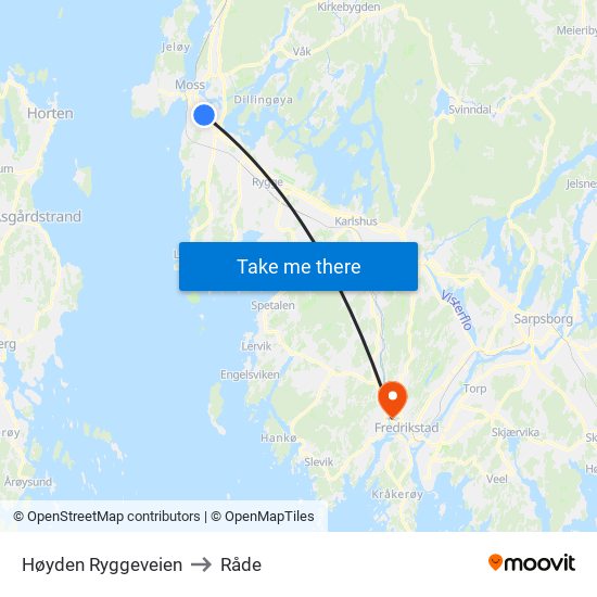 Høyden Ryggeveien to Råde map