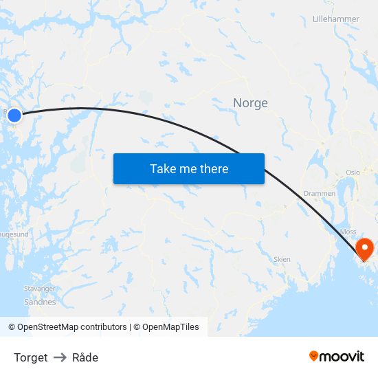 Torget to Råde map