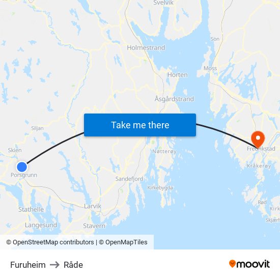 Furuheim to Råde map