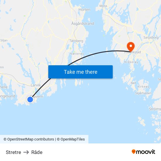 Stretre to Råde map