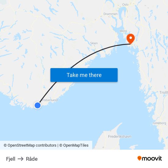 Fjell to Råde map