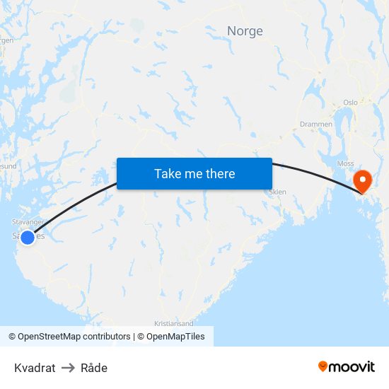 Kvadrat to Råde map