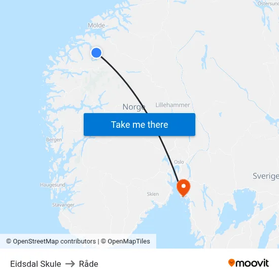 Eidsdal Skule to Råde map