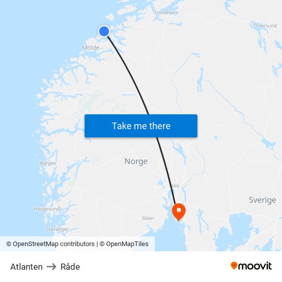 Atlanten to Råde map