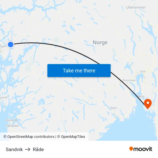 Sandvik to Råde map