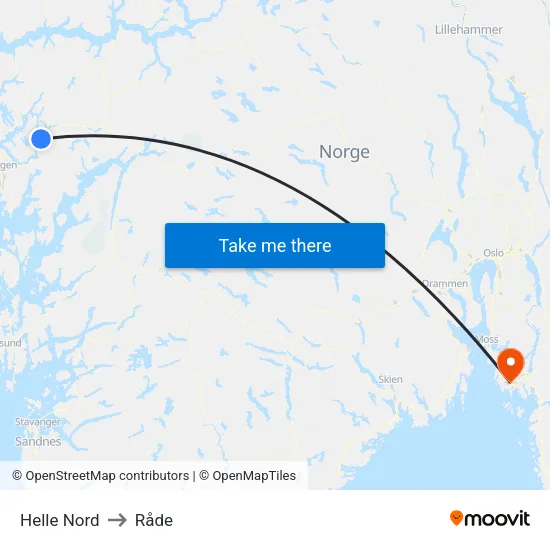 Helle Nord to Råde map