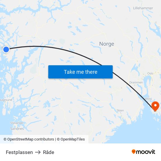 Festplassen to Råde map