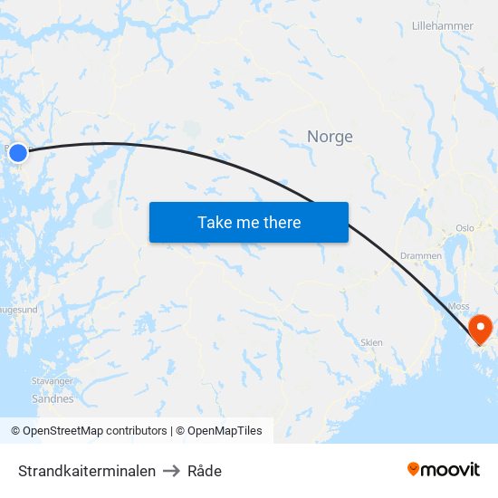 Strandkaiterminalen to Råde map