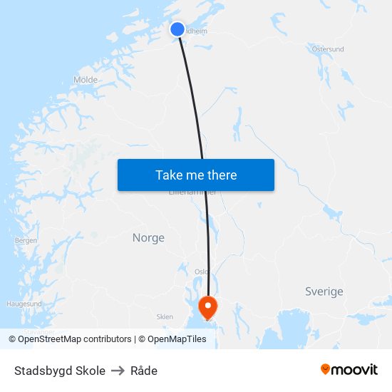 Stadsbygd Skole to Råde map