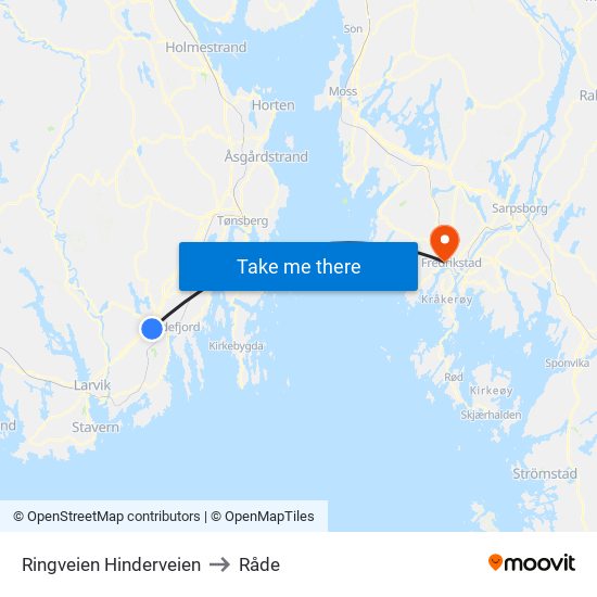 Ringveien Hinderveien to Råde map