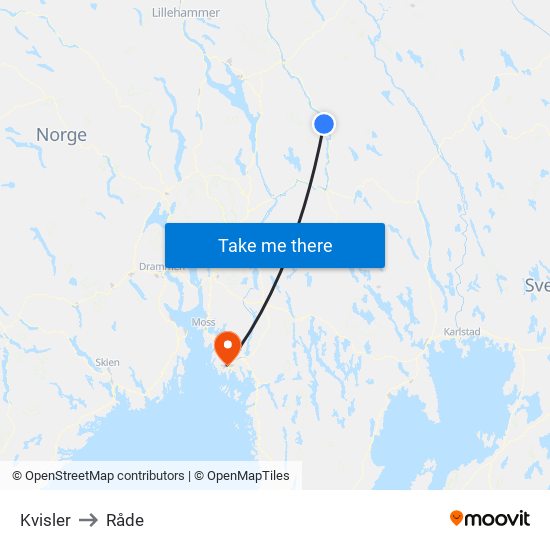 Kvisler to Råde map