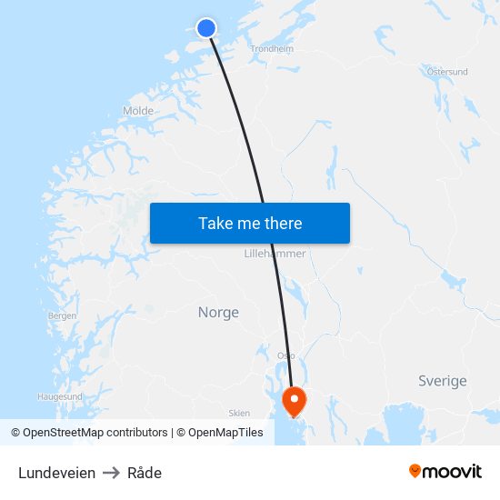 Lundeveien to Råde map