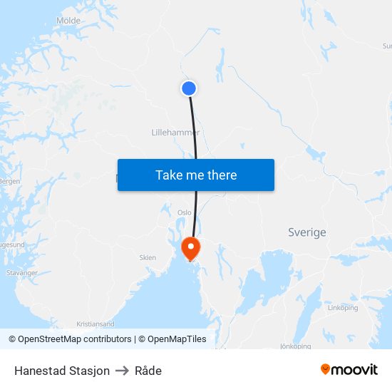 Hanestad Stasjon to Råde map