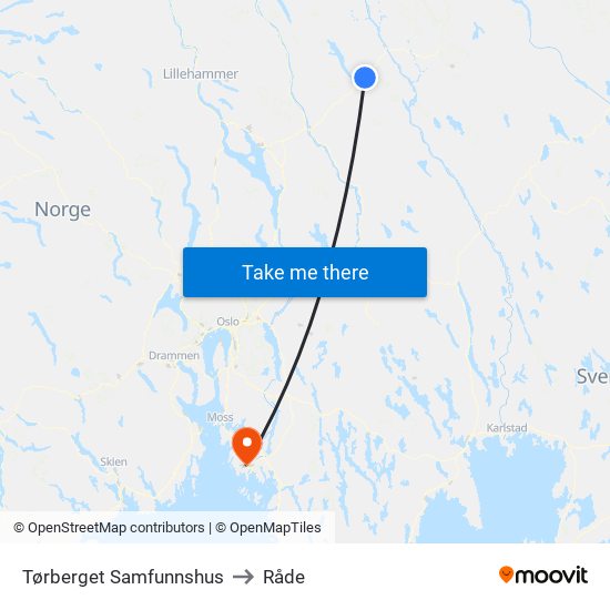 Tørberget Samfunnshus to Råde map