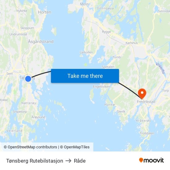 Tønsberg Rutebilstasjon to Råde map