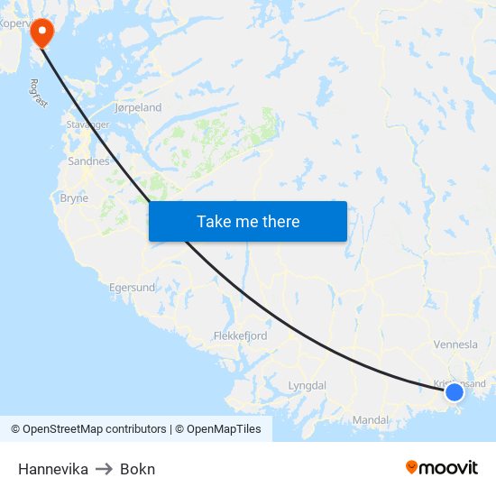 Hannevika to Bokn map