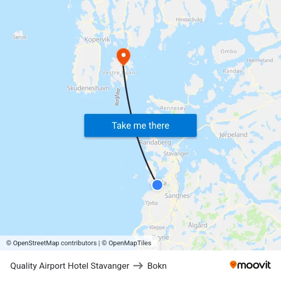 Quality Airport Hotel Stavanger to Bokn map