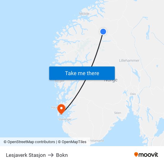 Lesjaverk Stasjon to Bokn map