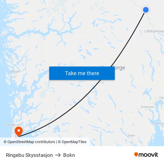 Ringebu Skysstasjon to Bokn map