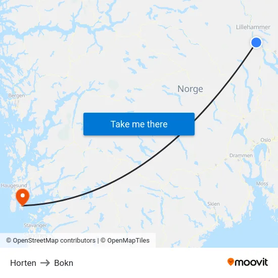 Horten to Bokn map