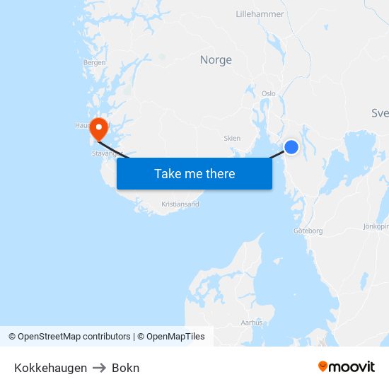 Kokkehaugen to Bokn map