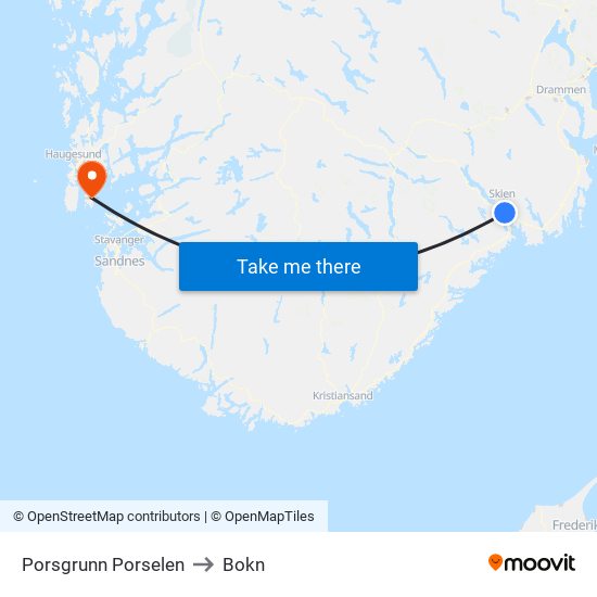 Porsgrunn Porselen to Bokn map