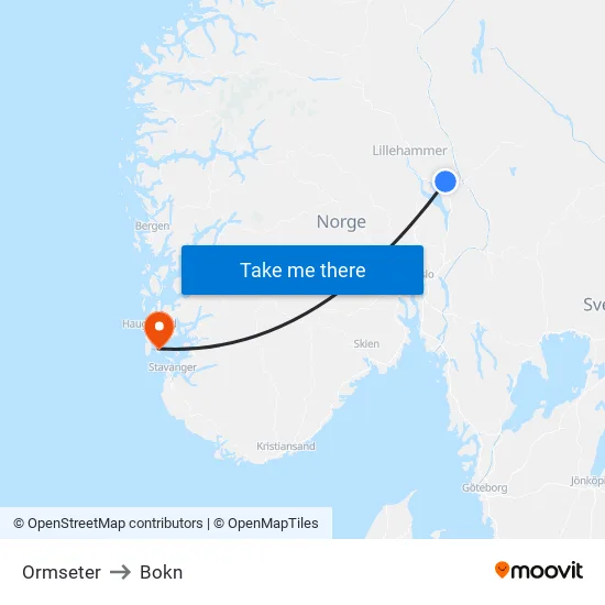 Ormseter to Bokn map