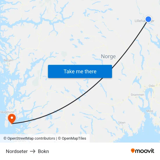 Nordseter to Bokn map