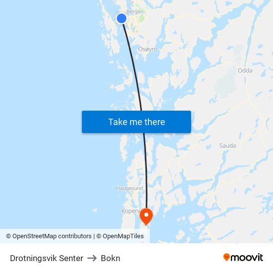 Drotningsvik Senter to Bokn map