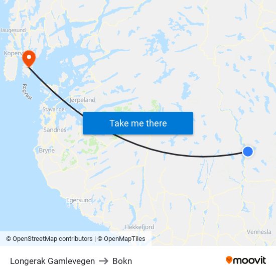 Longerak Gamlevegen to Bokn map