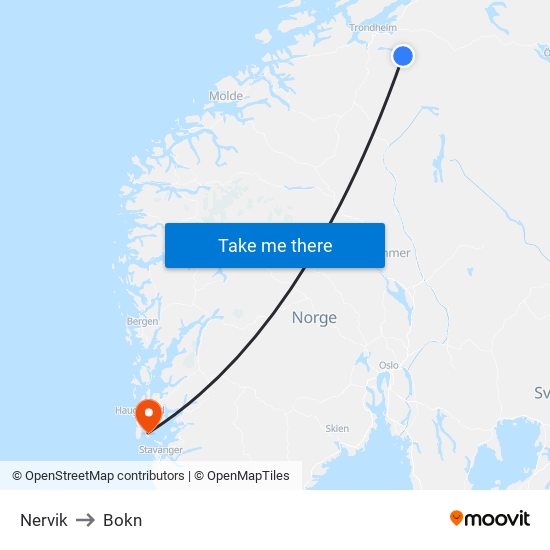 Nervik to Bokn map