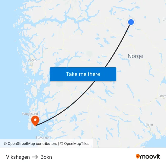 Vikshagen to Bokn map