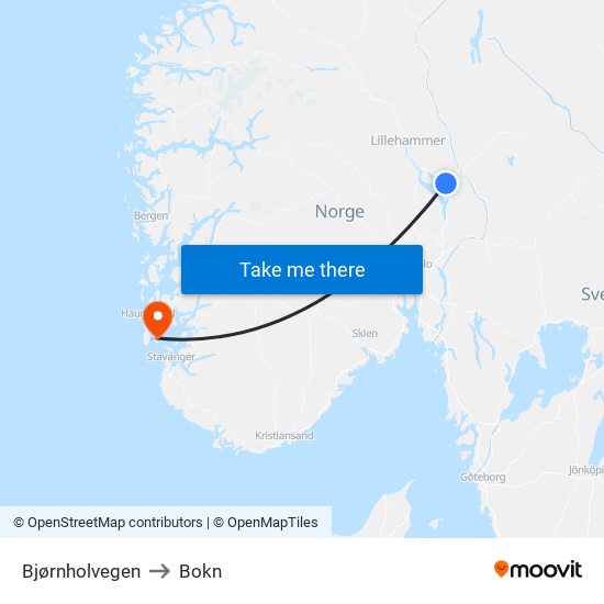 Bjørnholvegen to Bokn map