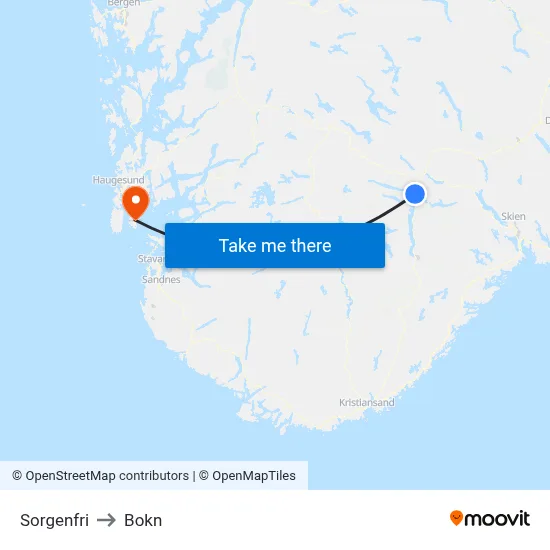 Sorgenfri to Bokn map