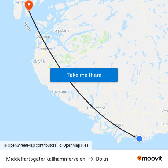 Middelfartsgate/Kallhammerveien to Bokn map