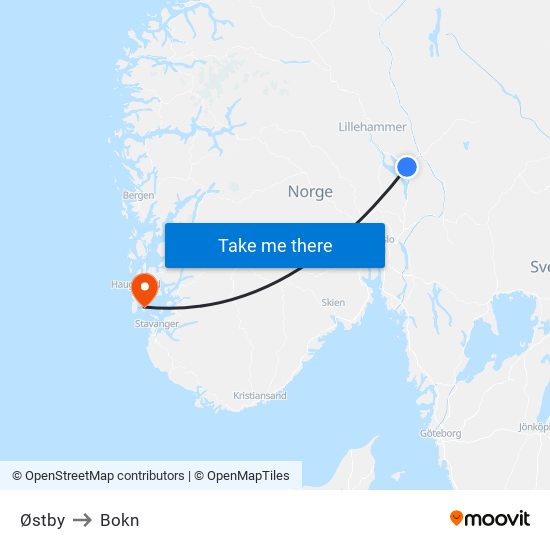 Østby to Bokn map